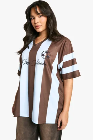 Boohoo Womens PLUS STRIPE DSGN SCRIPT FOOTBALL JERSEY - - 18
