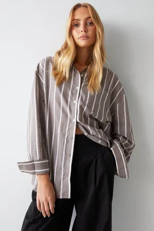 warehouse Womens Stripe Oversize Shirt - - 6