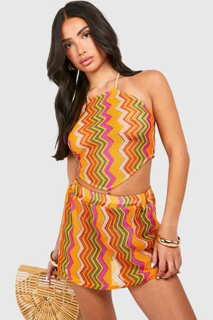Boohoo Womens Petite Zig Zag Tie Beach Top - - 16