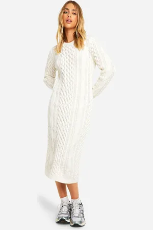 Boohoo Womens Premium Heavy Weight Cable Knitted Midaxi Dress - - S