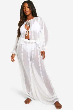 Boohoo Womens Plus Stripe Chiffon Beach Trouser Set - - 26