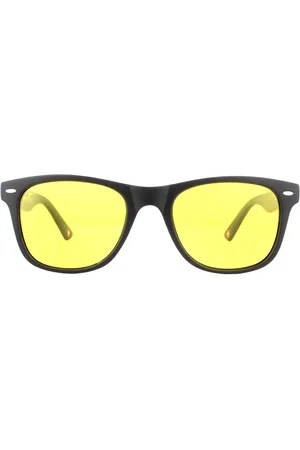 Montana Rectangle Matte Rubbertouch Yellow High Contrast Polarized Sunglasses - One Size