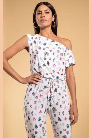 Dancing Leopard Womens Billie Ditsy Floral Print Slinky Jumpsuit Drawstring Waist Playsuit - - 6