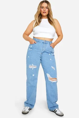 Boohoo Womens Plus Straight Leg Ripped Jean - - 20