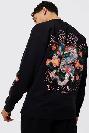 Boohoo Oversized Dragon Floral Graphic Sweatshirt - - XS