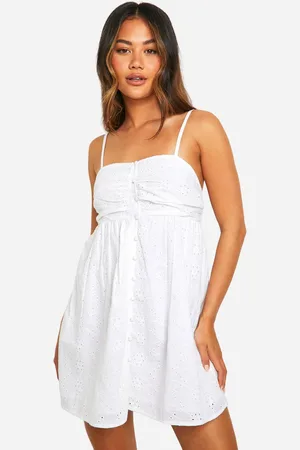 Boohoo Womens Broderie Button Down Mini Dress - - 18