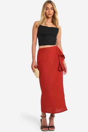 Boohoo Womens Drape Detail Split Midaxi Skirt - - 16