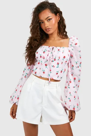 Boohoo Womens Rose Printed Tie Detail Corset - - 16