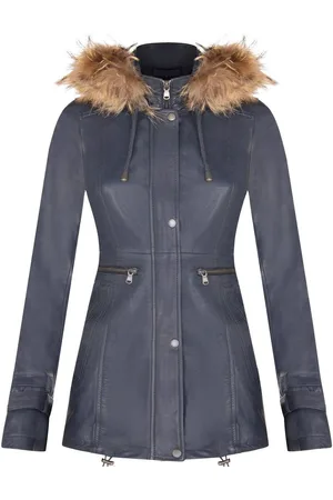 Infinity Womens Warm Leather Hooded Parka Jacket-Northwich - - 12