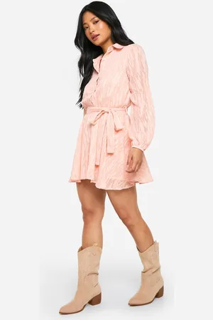 Boohoo Womens Petite Zebra Burnout Belted Skater Dresses - - 10
