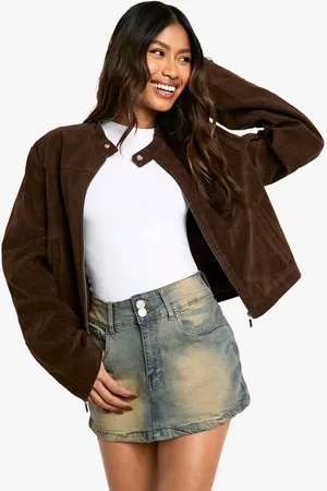 Boohoo Womens Sand Denim Mini Skirt - - 14