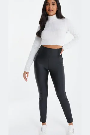 Quiz Womens Faux Leather Elasticated Leggings - 20