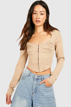 Boohoo Womens Tall Crepe Corset Dip Top - - 16