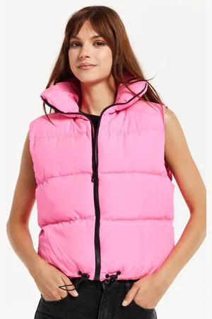 Liquorish Womens Puffer Vest with Drawstring Hem - One Size