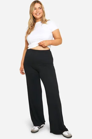 Boohoo Womens Basics Plus Basic Jersey Wide Leg Trousers - - 20