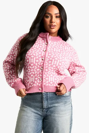 Boohoo Womens Plus Premium Christmas Fairisle Knitted Cardigan - - 20-22