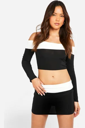Boohoo Womens Foldover Contrast Waistband Mini Skirt - - 16