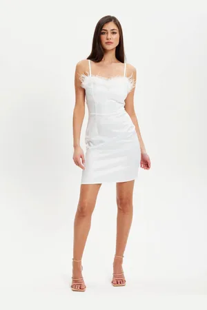 Liquorish Womens Fur Detail Fitted Bandeau Dress - - 12