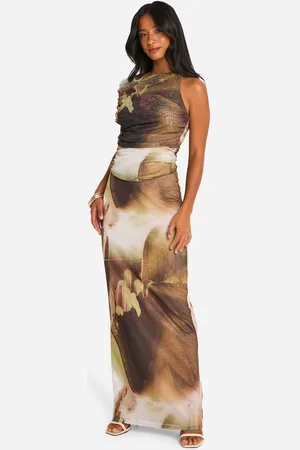Boohoo Womens Petite Abstract Mesh Maxi Skirt - - 14
