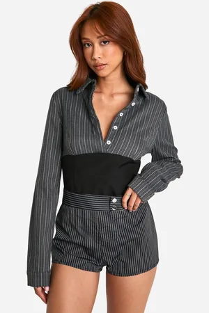 Boohoo Womens Pinstripe Corset Shirt - - 12