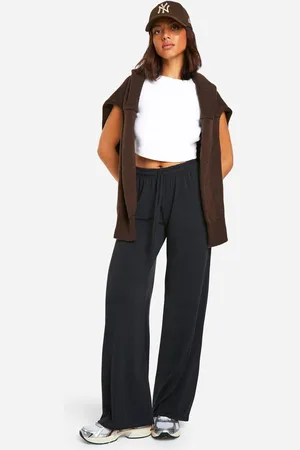 Boohoo Womens Peached Jersey Drawstring Wide Leg Trouser - - 8