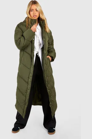 Boohoo Womens Hooded Quilt Detail Maxi Puffer - - 10