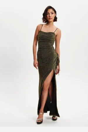 Liquorish Womens Gold Lurex Maxi Jersey Dress - - 12