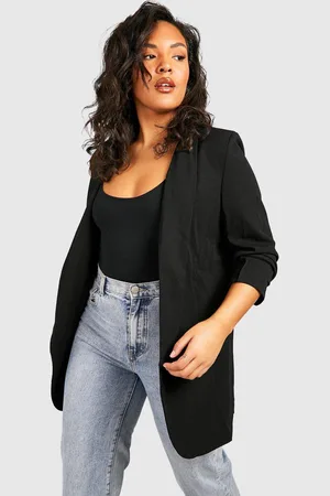 Boohoo Womens Plus Ruched Sleeve Blazer - - 16