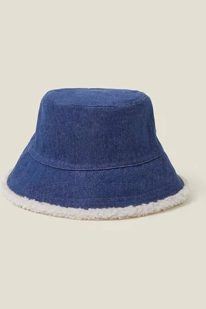 Accessorize Womens Denim Borg Bucket Hat - - One Size
