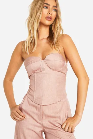 Boohoo Womens Premium Pinstripe Sweetheart Corset - - 16