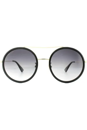 Gucci Womens Round Gold Grey Gradient Sunglasses - One Size