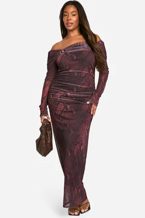 Boohoo Womens Plus Snake Bardot Ring Detail Midaxi Dress - - 26