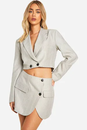 Boohoo Womens Premium Pinstripe Wrap Front Micro Mini Skirt - - 14