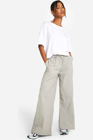 Boohoo Womens Nylon Drawstring Waist Straight Leg Cargo Trouser - - 16