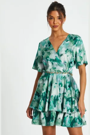 Quiz Womens Marble Print Tiered Skater Dress - 8