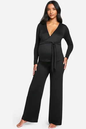 Boohoo Womens Maternity Super Soft Wrap Belted Top Lounge Set - - 12