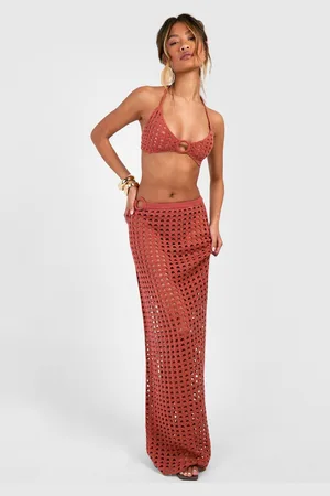 Boohoo Womens O Ring Crochet Maxi Skirt - - L