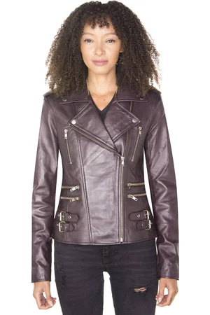 Infinity Womens Leather Vintage Brando Biker Jacket-Orlando - - 10
