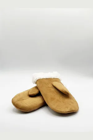 SVNX Womens Faux Suede Mittens With Borg Lining - - One Size