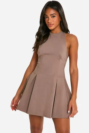 Boohoo Womens Bengaline Halter Skater Dress - - 18