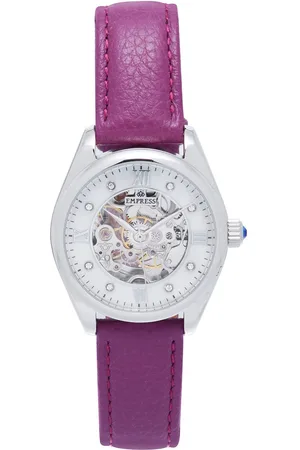 Empress Womens Magnolia Automatic MOP Skeleton Dial Leather-Band Watch - - One Size