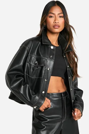 Boohoo Womens Contrast Stitch Detail Faux Leather Jacket - - 8