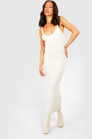 Boohoo Womens Teddy Soft Knit Scoop Midaxi Dress - - M