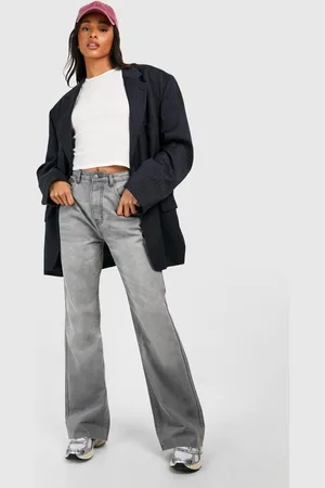 Boohoo Womens Tall Raw Fray Hem Straight Leg Jeans - - 8