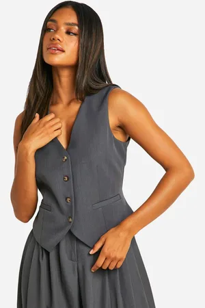Boohoo Womens Marl Mock Horn Fitted Waistcoat - - 16