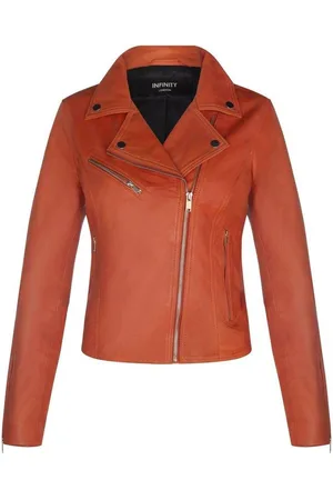 Infinity Womens Classic Leather Brando Biker Jacket-Loughton - - 10