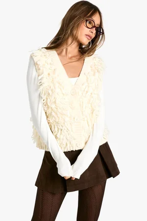 Boohoo Womens Chunky Loop Stitch Knitted Waistcoat - - L