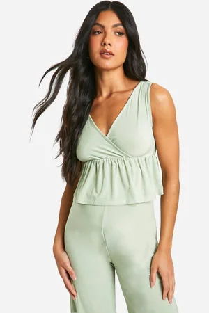 Boohoo Womens Maternity Slinky V Neck Peplum Blouse - - 16