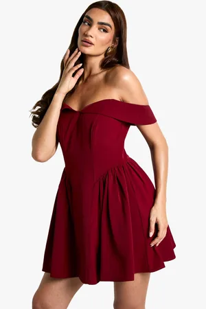 Boohoo Womens Bardot Structured Skater Dress - - 10