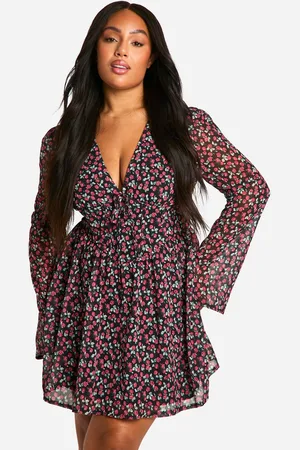 Boohoo Womens Plus Woven Floral Milkmaid Skater Dress - - 20